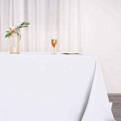 Polyester Rectangle Tablecloth 90"x132" White with Seamless Finish - Sophisticated Style for Wedding Receptions