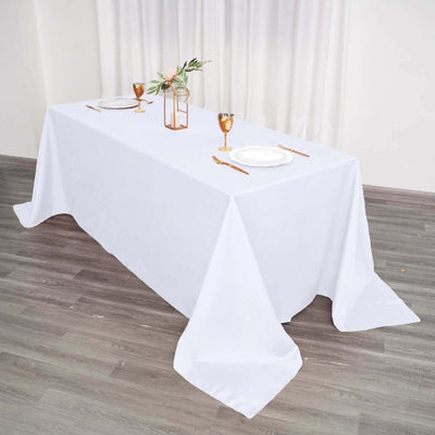 Polyester Rectangle Tablecloth 90"x132" White with Seamless Finish - Sophisticated Style for Wedding Receptions