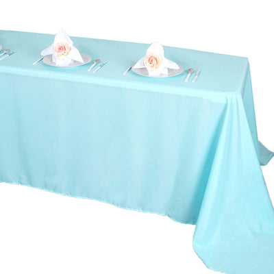 Polyester Rectangle Tablecloth 90"x156" Light Blue with Seamless Finish