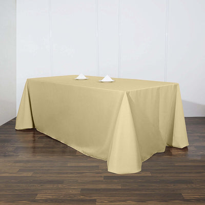 Polyester Rectangle Tablecloth 90"x156" Champagne with Seamless Finish