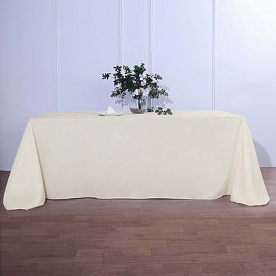 Polyester Rectangle Tablecloth 90"x156" Ivory with Seamless Finish