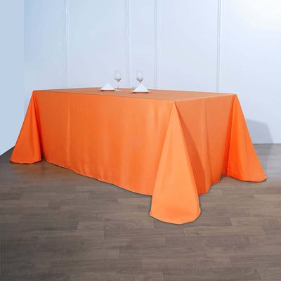 Polyester Rectangle Tablecloth 90"x156" Orange with Seamless Finish