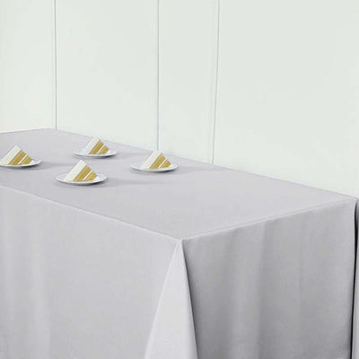 Polyester Rectangle Tablecloth 90"x156" Silver with Seamless Finish