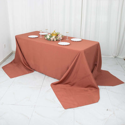 Premium Polyester Rectangle Tablecloth 90"x156" Terracotta (Rust) - Seamless 220GSM Wrinkle-Resistant & Durable Finish