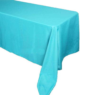 Polyester Rectangle Tablecloth 90"x156" Turquoise with Seamless Finish
