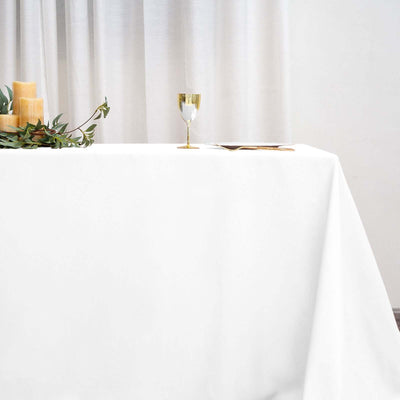 Polyester Rectangle Tablecloth 90"x156" White with Seamless Finish - Refined Style for Grand Events