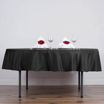Polyester Round Tablecloth 90" Black with Durable Finish - Perfect for Events & Parties