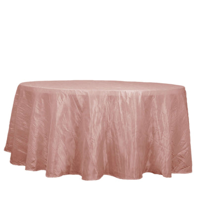 Taffeta Round Tablecloth 120" Dusty Rose with Accordion Crinkle Design - Seamless Finish