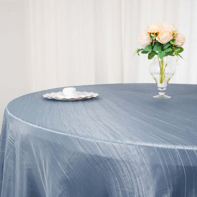 Taffeta Round Tablecloth 120" Dusty Blue with Accordion Crinkle Design - Seamless Finish