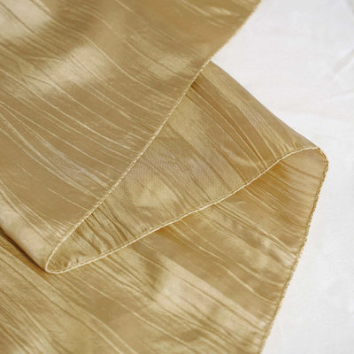 Taffeta Round Tablecloth 120" Gold with Accordion Crinkle Design - Seamless Finish for Weddings and Banquets