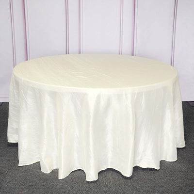 Taffeta Round Tablecloth 120" Ivory with Accordion Crinkle Design - Seamless Finish