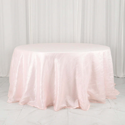 Taffeta Round Tablecloth 132" Blush Accordion Crinkle Table Cover