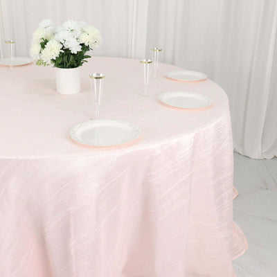 Taffeta Round Tablecloth 132" Blush Accordion Crinkle Table Cover