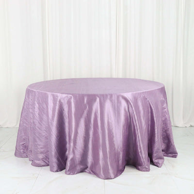 Taffeta Round Tablecloth 132" Violet Amethyst Accordion Crinkle Table Cover