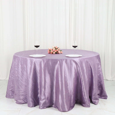 Taffeta Round Tablecloth 132" Violet Amethyst Accordion Crinkle Table Cover