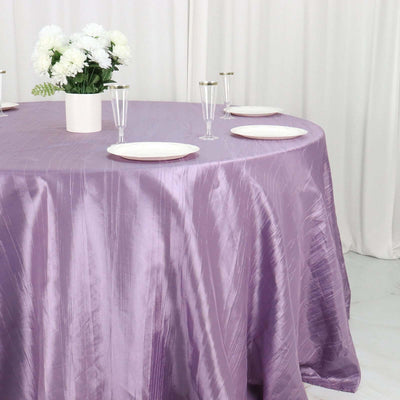 Taffeta Round Tablecloth 132" Violet Amethyst Accordion Crinkle Table Cover