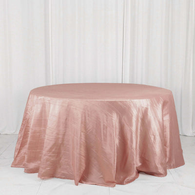 Taffeta Round Tablecloth 132" Dusty Rose Accordion Crinkle Table Cover