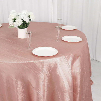 Taffeta Round Tablecloth 132" Dusty Rose Accordion Crinkle Table Cover