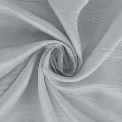 Taffeta Round Tablecloth 132" Silver Accordion Crinkle Table Cover