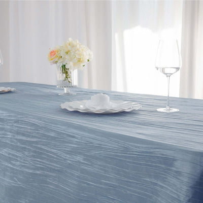 Taffeta Rectangle Tablecloth 60"x102" Dusty Blue Accordion Crinkle Table Cover