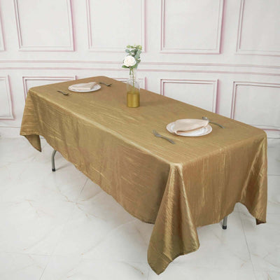 Taffeta Rectangle Tablecloth 60"x102" Gold Accordion Crinkle Table Cover