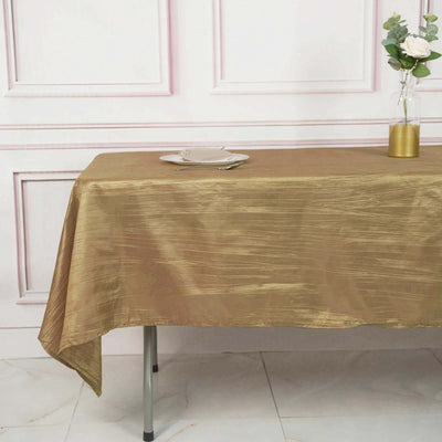 Taffeta Rectangle Tablecloth 60"x102" Gold Accordion Crinkle Table Cover