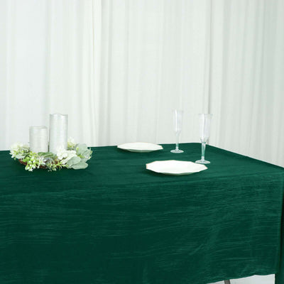 Taffeta Rectangle Tablecloth 60"x102" Hunter Emerald Green Accordion Crinkle Table Cover