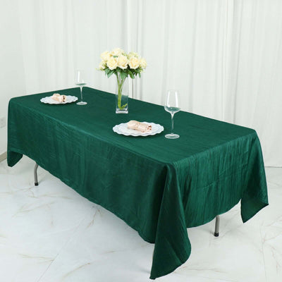 Taffeta Rectangle Tablecloth 60"x102" Hunter Emerald Green Accordion Crinkle Table Cover