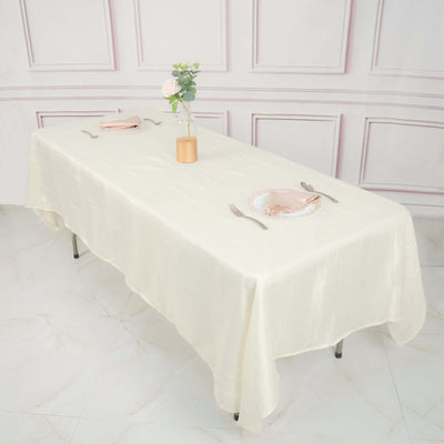 Taffeta Rectangle Tablecloth 60"x102" Ivory Accordion Crinkle Table Cover