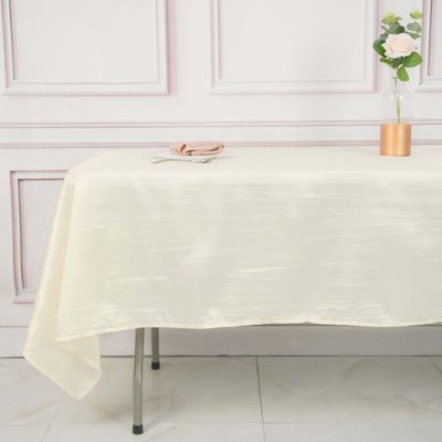 Taffeta Rectangle Tablecloth 60"x102" Ivory Accordion Crinkle Table Cover
