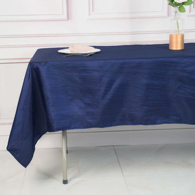 Taffeta Rectangle Tablecloth 60"x102" Navy Blue Accordion Crinkle Table Cover