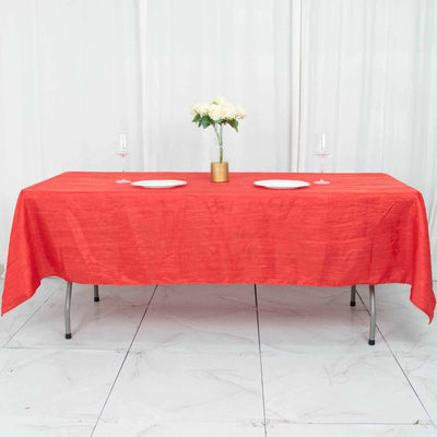 Taffeta Rectangle Tablecloth 60"x102" Red Accordion Crinkle Table Cover