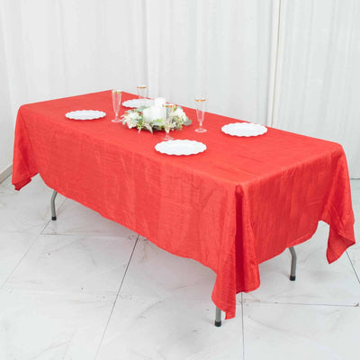 Taffeta Rectangle Tablecloth 60"x102" Red Accordion Crinkle Table Cover