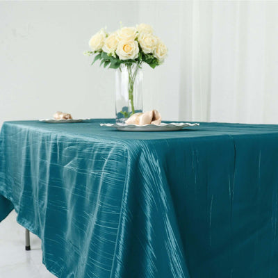 Taffeta Rectangle Tablecloth 60"x102" Teal Accordion Crinkle Table Cover
