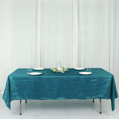 Taffeta Rectangle Tablecloth 60"x102" Teal Accordion Crinkle Table Cover