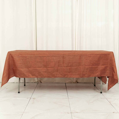 Taffeta Rectangle Tablecloth 60"x102" Terracotta (Rust) Accordion Crinkle Table Cover