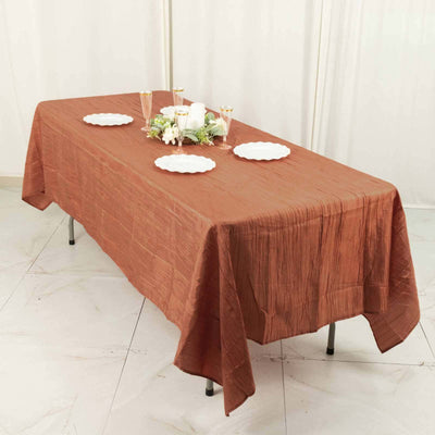 Taffeta Rectangle Tablecloth 60"x102" Terracotta (Rust) Accordion Crinkle Table Cover