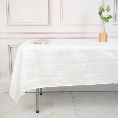 Taffeta Rectangle Tablecloth 60"x102" White with Accordion Crinkle Design - Chic Decor for Celebrations