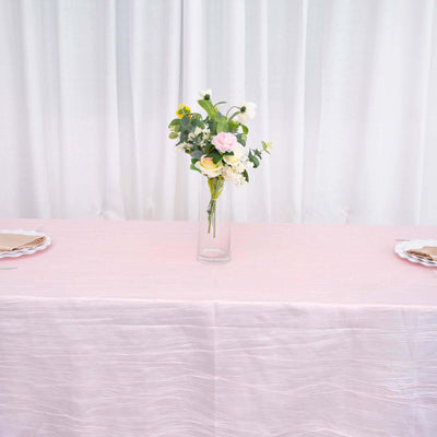 Taffeta Rectangle Tablecloth 90"x132" Blush with Accordion Crinkle Design - Seamless Finish