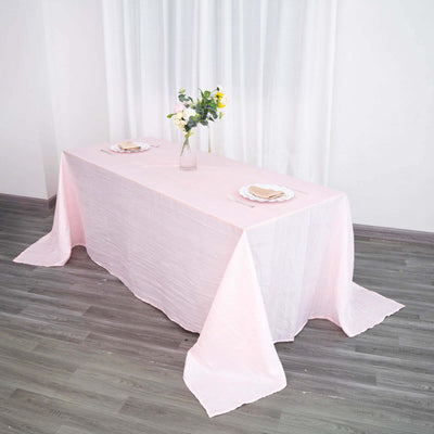 Taffeta Rectangle Tablecloth 90"x132" Blush with Accordion Crinkle Design - Seamless Finish