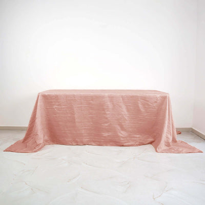 Taffeta Rectangle Tablecloth 90"x132" Dusty Rose with Accordion Crinkle Design - Seamless Finish