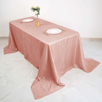 Taffeta Rectangle Tablecloth 90"x132" Dusty Rose with Accordion Crinkle Design - Seamless Finish