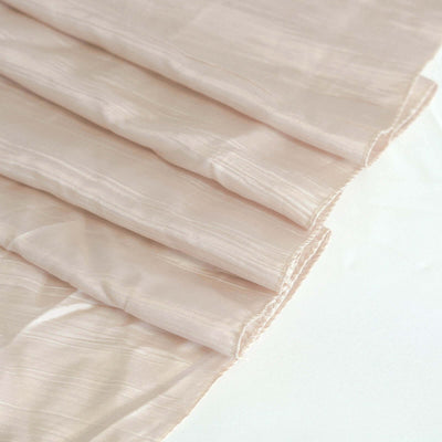 Taffeta Rectangle Tablecloth 90"x132" Beige with Accordion Crinkle Design - Seamless Finish