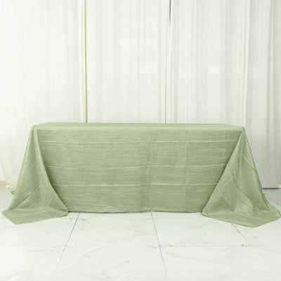 Taffeta Rectangle Tablecloth 90"x132" Sage Green with Accordion Crinkle Design - Seamless Finish