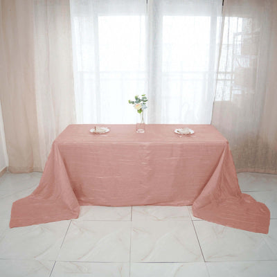 Taffeta Rectangle Tablecloth 90"x156" Dusty Rose with Accordion Crinkle Design - Seamless Finish