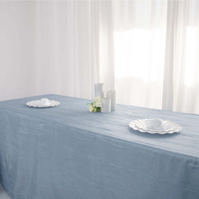 Taffeta Rectangle Tablecloth 90"x156" Dusty Blue with Accordion Crinkle Design - Seamless Finish