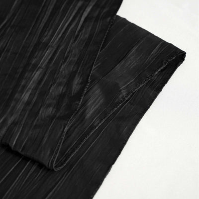 Taffeta Rectangle Tablecloth 90"x156" Black with Accordion Crinkle Design - Seamless Finish