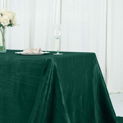 Taffeta Rectangle Tablecloth 90"x156" Hunter Emerald Green with Accordion Crinkle Design - Seamless Finish