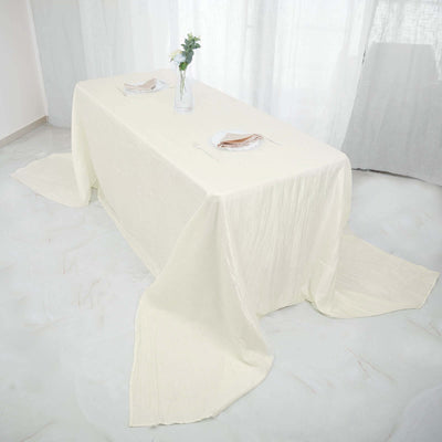 Taffeta Rectangle Tablecloth 90"x156" Ivory with Accordion Crinkle Design - Seamless Finish