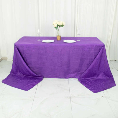 Taffeta Rectangle Tablecloth 90"x156" Purple with Accordion Crinkle Design - Seamless Finish